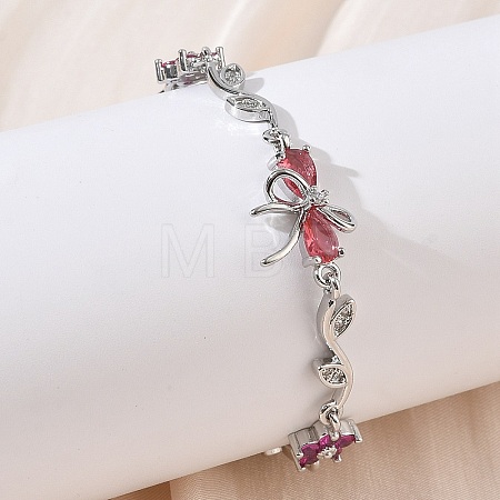 Brass Micro Pave Cubic Zirconia Link Chain Bracelets for Women BJEW-C156-04E-03P-1