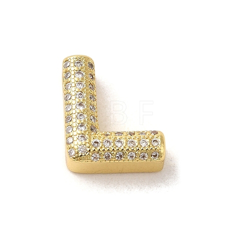 Brass Micro Pave Clear Cubic Zirconia Charms ZIRC-C009-01G-L-1