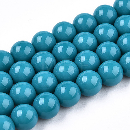 Opaque Solid Color Glass Beads Strands X-GLAA-T032-P10mm-13-1