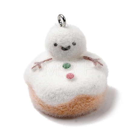 Christmas Flocky Opaque Resin Pendants RESI-F062-04D-1