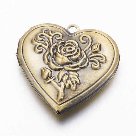 Brass Locket Pendants KK-N0116-009AB-1