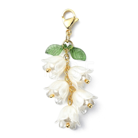 Flower ABS Plastic Imitation Pearl Pendant Decorations HJEW-TA00111-1