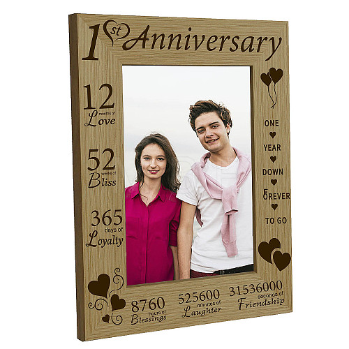 Anniversary Natural Wood Photo Frames AJEW-WH0292-032-1