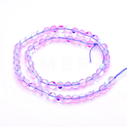 Round Synthetic Moonstone Beads Strands G-M210-6mm-09-1