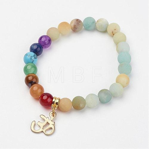 Amazonite Beaded Stretch Bracelets BJEW-P065-A-01-1