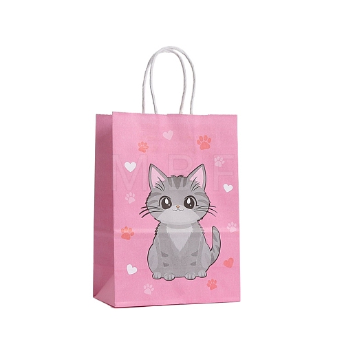 Cat Printed Paper Tote Bags with Handles PW-WG9DBA9-02-1