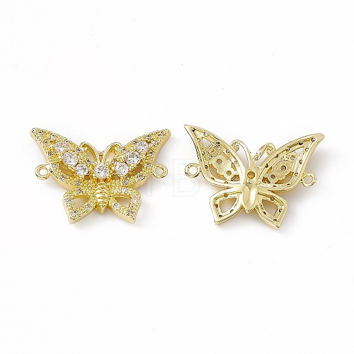 Brass Pave Clear Cubic Zirconia Connector Charms KK-E068-VC087-1