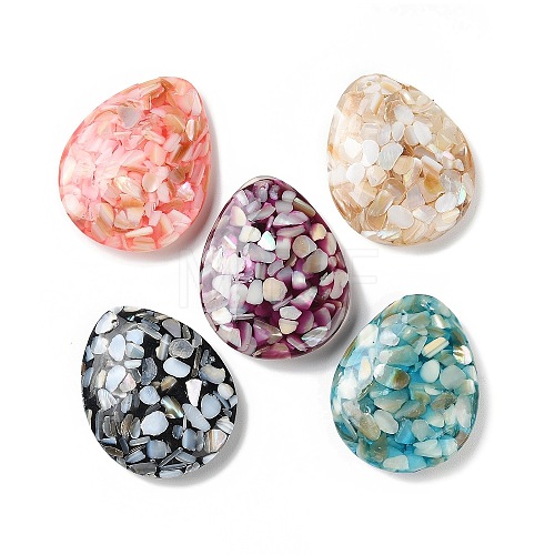 Natural Freshwater Shell Dyed Chip Resin Big Pendants BSHE-Z003-19-1