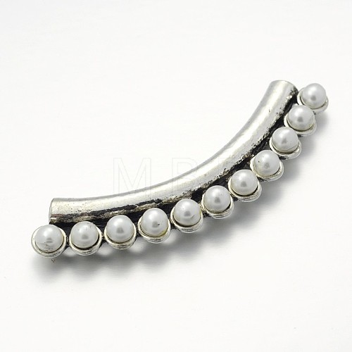 Antique Silver Plated Alloy Curved Tube Beads PALLOY-J628-A01-1