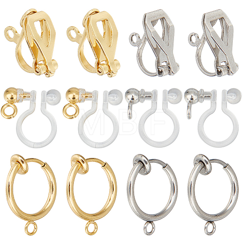 SUNNYCLUE 36Pcs 6 Styles 304 Stainless Steel Clip-on Earring Findings STAS-SC0008-33-1