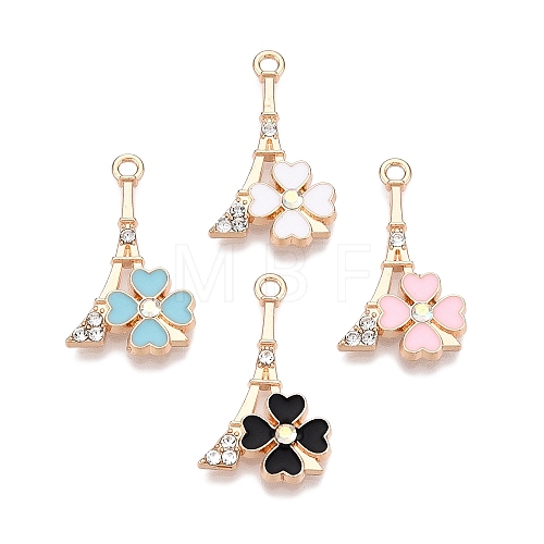 Rack Plating Alloy Rhinestone Pendants FIND-N005-25G-1