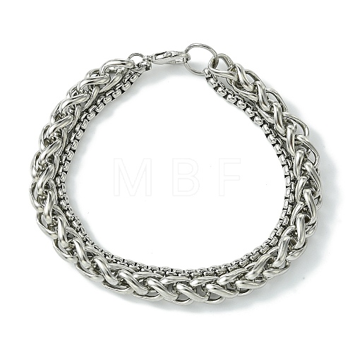 Alloy Wheat Chain & Box Chain Bracelets for Women Men BJEW-C069-01A-P-1