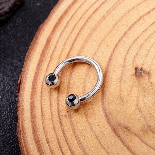 316L Stainless Steel Micro Pave Cubic Zirconia Circular/Horseshoe Barbell WG352E4-17-1