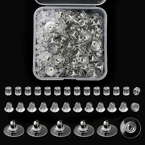 300Pcs 3 Style Brass & Plastic Ear Nuts FIND-YW0002-17P-1