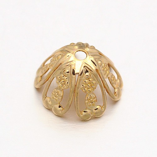 6-Petal Brass Bead Caps KK-O077-02-1