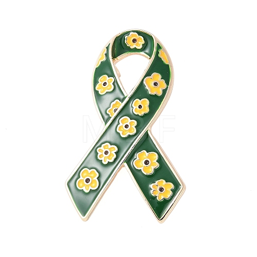 Awareness Ribbon with Flower Enamel Pins JEWB-H030-01KCG-03-1