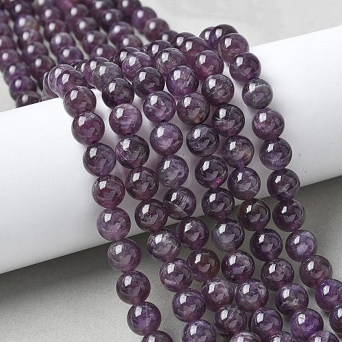 Natural Amethyst Beads Strands G-M445-8MM-01D-1