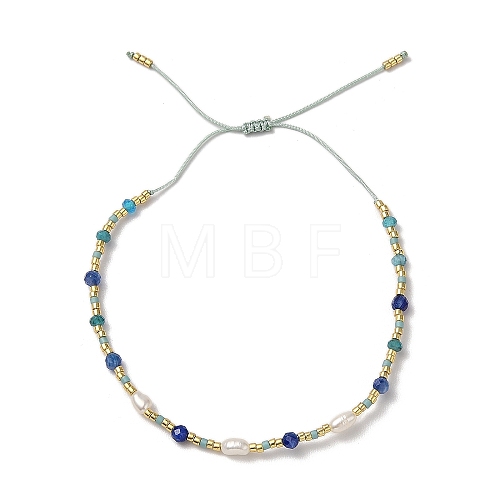 Miyuki Seed Bead and Natural Kyanite Braided Bracelets BJEW-C061-04-1