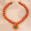 Summer Porcelain & Glass Flower Pendant Pumpkin Beaded Necklaces WGF7FBC-01-1