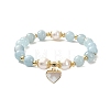 Natural Mixed Gemstone & Pearl Beaded Stretch Bracelet BJEW-JB09360-3
