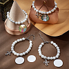 6Pcs 304 Stainless Steel Flat Round Sublimation Blank Tag Charm Bracelets with Glass Pearl Beaded BJEW-CA0001-06-4