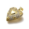 Brass Micro Pave Cubic Zirconia Pendants KK-C090-45G-01-2