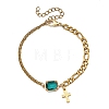 Cross 304 Stainless Steel Charm Bracelets BJEW-JB13967-4