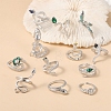 12Pcs Alloy Rhinestone Cuff Rings PW-WGFF40C-01-4