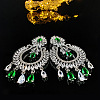 Teardrop Brass Micro Pave Cubic Zirconia Chandelier Earrings FS-WG7EBA5-01-3