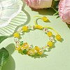 Flower Glass & Acrylic Braided Bead Adjustable Bracelets for Women BJEW-JB10446-04-2