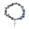 Natural Lapis Lazuli Chip Beaded Stretch Bracelets BJEW-JB12316-03-2