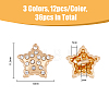 36Pcs 3 Colors 1-Hole Alloy Rhinestone Shank Buttons BUTT-FH0001-004-2