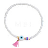 Glass Seed Bead Evil Eye Stretch Bracelets TV4685-2-1