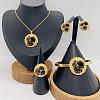 304 Stainless Steel & Cubic Zirconia & Cat Eye Pendant Necklaces & Stud Earrings & Rings & Bangles FS-WGBA184-02-1