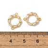 Rack Plating Brass Pave Clear Cubic Zirconia Ring Connector Charms KK-H487-11G-3