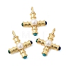 Brass with Synthetic Malachite & Turquoise and ABS Plastic Pearl Pendants KK-L267-02G-1
