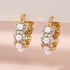 Flower Brass ABS Imitation Pearl Hoop Earrings EJEW-R016-22G-4