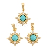 Brass Micro Pave Clear Cubic Zirconia with Synthetic Turquoise Charms KK-CBA2DE6-10G-02-1