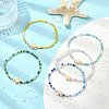 Abacus Glass & Dyed Synthetic Turquoise Beads Stretch Bracelets for Women BJEW-JB13812-01-1
