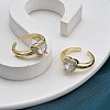 Rack Plating Brass Micro Pave Clear Cubic Zirconia Cuff Finger Rings for Women RJEW-M028-49G-01-5