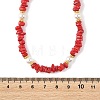 Dyed Natural Freshwater Shell Chip Beads & White Round Shell Pearl Beaded Necklaces NJEW-JN06402-5
