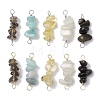 10Pcs 5 Styles Constellation Natural Smoky Quartz & Rose Quartz & Golden Sheen Obsidian & White Moonstone & Aquamarine Copper Wire Wrapped Chip Beaded Connector Charms PALLOY-JF02905-12-1