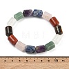 Column Dyed Natural Lapis Lazuli & Rose Quartz & Green Aventurine & Amethyst & Red Jasper & Tiger Eye & Quartz Crystal Beads Stretch Bracelets for Women Men BJEW-A148-01A-20-5