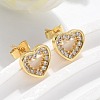 Brass Micro Pave Clear Cubic Zirconia Stud Earrings EJEW-C139-07G-3