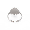 Non-Tarnish 304 Stainless Steel Flat Round with Initial Letter Open Cuff Ring for Men Women RJEW-S405-246P-N-2