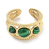 Ion Plating(IP) 304 Stainless Steel Synthetic Malachite Cuff Rings G-Z056-06G-03-2