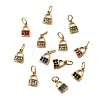 12Pcs 304 Stainless Steel Micro Pave Cubic Zirconia Charms STAS-B133-03G-1