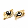 Rack Plating Real 18K Gold Plated Brass Micro Pave Clear Cubic Zirconia Connector Charms ZIRC-L102-08G-05-3