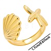 Simple Stainless Steel Starfish Shell Open Cuff Rings for Women NZ3094-2-1