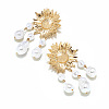 Alloy Imitation Pearl Sunflower Tassel Chandelier Earrings for Women WGA0AF8-01-4
